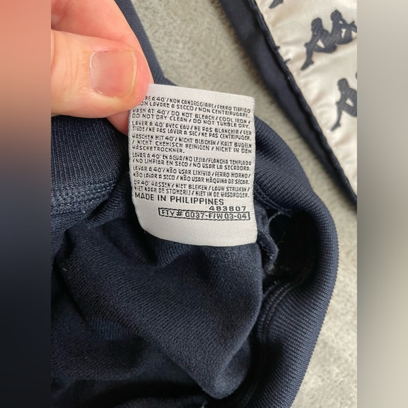 Kappa Track Jacket Men's Medium Navy Blue Full Zip Up Tape Stripe Retro - Picture 12 of 16